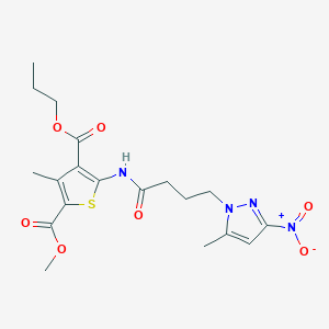 2-methyl 4-propyl 3-methyl-5-{[4-(5-methyl-3-nitro-1H-pyrazol-1-yl)butanoyl]amino}thiophene-2,4-dicarboxylate