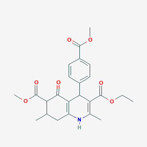 molecular formula C24H27NO7 B11449297 3-Ethyl 6-methyl 4-[4-(methoxycarbonyl)phenyl]-2,7-dimethyl-5-oxo-1,4,5,6,7,8-hexahydroquinoline-3,6-dicarboxylate 