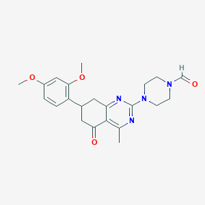 molecular formula C22H26N4O4 B11449305 4-[7-(2,4-Dimethoxyphenyl)-4-methyl-5-oxo-5,6,7,8-tetrahydroquinazolin-2-yl]piperazine-1-carbaldehyde 