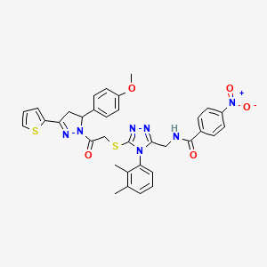 N-{[4-(2,3-Dimethylphenyl)-5-({2-[5-(4-methoxyphenyl)-3-(thiophen-2-YL)-4,5-dihydro-1H-pyrazol-1-YL]-2-oxoethyl}sulfanyl)-4H-1,2,4-triazol-3-YL]methyl}-4-nitrobenzamide