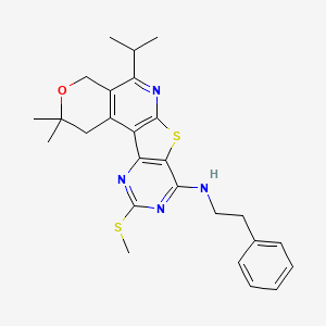 4,4-dimethyl-15-methylsulfanyl-N-(2-phenylethyl)-8-propan-2-yl-5-oxa-11-thia-9,14,16-triazatetracyclo[8.7.0.02,7.012,17]heptadeca-1(10),2(7),8,12(17),13,15-hexaen-13-amine