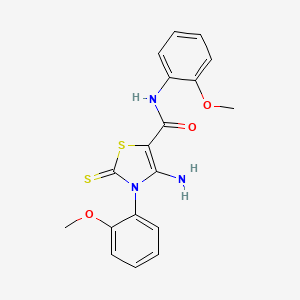 4-amino-N,3-bis(2-methoxyphenyl)-2-thioxo-2,3-dihydro-1,3-thiazole-5-carboxamide