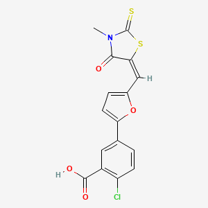 2-Chloro-5-{5-[(3-methyl-4-oxo-2-thioxo-1,3-thiazolan-5-yliden)methyl]-2-furyl}benzoic acid