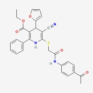 Ethyl 6-({2-[(4-acetylphenyl)amino]-2-oxoethyl}sulfanyl)-5-cyano-4-(furan-2-yl)-2-phenyl-1,4-dihydropyridine-3-carboxylate