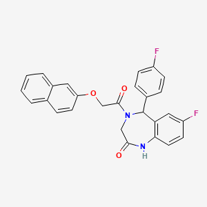 7-Fluoro-5-(4-fluorophenyl)-4-[2-(naphthalen-2-yloxy)acetyl]-2,3,4,5-tetrahydro-1H-1,4-benzodiazepin-2-one