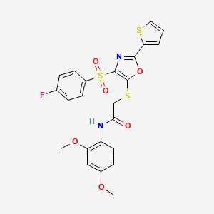 N-(2,4-dimethoxyphenyl)-2-({4-[(4-fluorophenyl)sulfonyl]-2-(thiophen-2-yl)-1,3-oxazol-5-yl}sulfanyl)acetamide