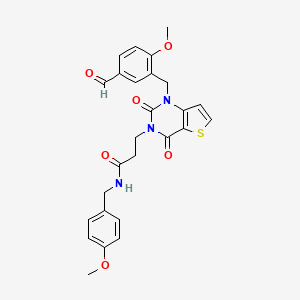 3-[1-(5-formyl-2-methoxybenzyl)-2,4-dioxo-1,4-dihydrothieno[3,2-d]pyrimidin-3(2H)-yl]-N-(4-methoxybenzyl)propanamide