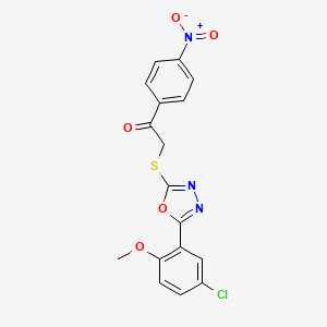 2-{[5-(5-Chloro-2-methoxyphenyl)-1,3,4-oxadiazol-2-yl]sulfanyl}-1-(4-nitrophenyl)ethanone