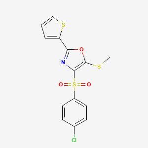 4-(4-Chlorobenzenesulfonyl)-5-(methylsulfanyl)-2-(thiophen-2-yl)-1,3-oxazole