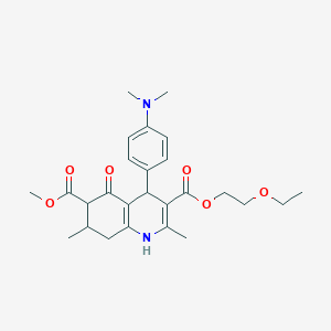 3-(2-Ethoxyethyl) 6-methyl 4-[4-(dimethylamino)phenyl]-2,7-dimethyl-5-oxo-1,4,5,6,7,8-hexahydroquinoline-3,6-dicarboxylate