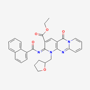 molecular formula C30H26N4O5 B11449456 ethyl 6-(naphthalene-1-carbonylimino)-2-oxo-7-(oxolan-2-ylmethyl)-1,7,9-triazatricyclo[8.4.0.03,8]tetradeca-3(8),4,9,11,13-pentaene-5-carboxylate 