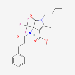 methyl 1-butyl-2-methyl-5-oxo-4-[(3-phenylpropanoyl)amino]-4-(trifluoromethyl)-4,5-dihydro-1H-pyrrole-3-carboxylate