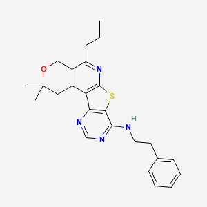 4,4-dimethyl-N-(2-phenylethyl)-8-propyl-5-oxa-11-thia-9,14,16-triazatetracyclo[8.7.0.02,7.012,17]heptadeca-1(10),2(7),8,12(17),13,15-hexaen-13-amine