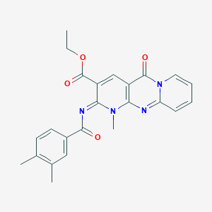 ethyl 6-(3,4-dimethylbenzoyl)imino-7-methyl-2-oxo-1,7,9-triazatricyclo[8.4.0.03,8]tetradeca-3(8),4,9,11,13-pentaene-5-carboxylate