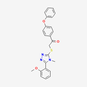 molecular formula C24H21N3O3S B11449538 2-{[5-(2-methoxyphenyl)-4-methyl-4H-1,2,4-triazol-3-yl]sulfanyl}-1-(4-phenoxyphenyl)ethanone 