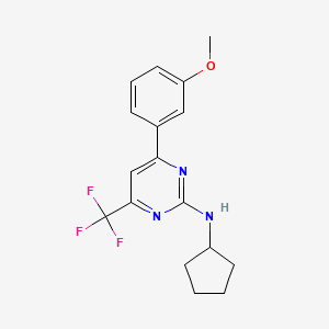 molecular formula C17H18F3N3O B11449543 N-cyclopentyl-4-(3-methoxyphenyl)-6-(trifluoromethyl)pyrimidin-2-amine 