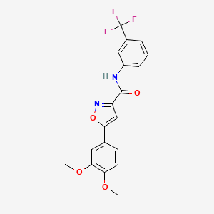 molecular formula C19H15F3N2O4 B11449557 5-(3,4-dimethoxyphenyl)-N-[3-(trifluoromethyl)phenyl]-1,2-oxazole-3-carboxamide 