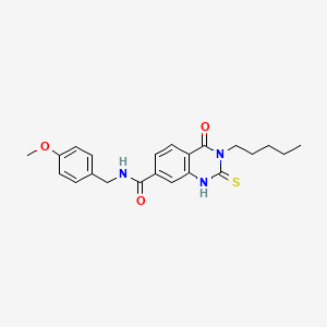 molecular formula C22H25N3O3S B11449584 N-[(4-methoxyphenyl)methyl]-4-oxo-3-pentyl-2-sulfanylidene-1H-quinazoline-7-carboxamide 