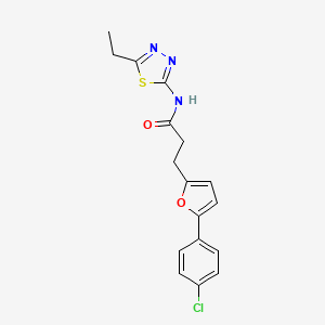 molecular formula C17H16ClN3O2S B11449610 3-[5-(4-chlorophenyl)furan-2-yl]-N-(5-ethyl-1,3,4-thiadiazol-2-yl)propanamide 