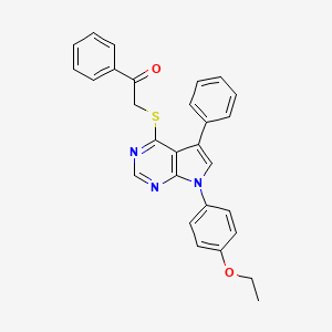 molecular formula C28H23N3O2S B11449620 2-{[7-(4-ethoxyphenyl)-5-phenyl-7H-pyrrolo[2,3-d]pyrimidin-4-yl]sulfanyl}-1-phenylethanone 