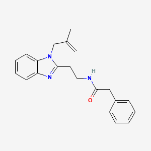 molecular formula C21H23N3O B11449624 N-{2-[1-(2-methylprop-2-en-1-yl)-1H-1,3-benzodiazol-2-yl]ethyl}-2-phenylacetamide 