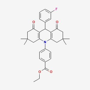 ethyl 4-[9-(3-fluorophenyl)-3,3,6,6-tetramethyl-1,8-dioxo-2,3,4,5,6,7,8,9-octahydroacridin-10(1H)-yl]benzoate