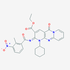 ethyl 7-cyclohexyl-6-(2-methyl-3-nitrobenzoyl)imino-2-oxo-1,7,9-triazatricyclo[8.4.0.03,8]tetradeca-3(8),4,9,11,13-pentaene-5-carboxylate