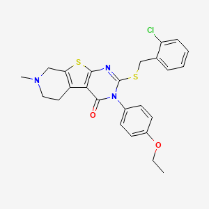 5-[(2-chlorophenyl)methylsulfanyl]-4-(4-ethoxyphenyl)-11-methyl-8-thia-4,6,11-triazatricyclo[7.4.0.02,7]trideca-1(9),2(7),5-trien-3-one