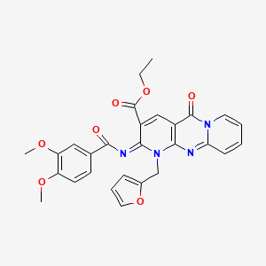 ethyl 6-(3,4-dimethoxybenzoyl)imino-7-(furan-2-ylmethyl)-2-oxo-1,7,9-triazatricyclo[8.4.0.03,8]tetradeca-3(8),4,9,11,13-pentaene-5-carboxylate