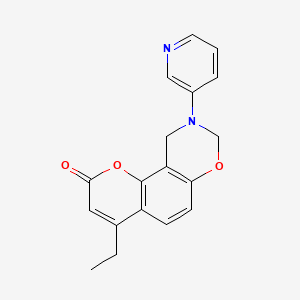 molecular formula C18H16N2O3 B11449683 4-ethyl-9-(pyridin-3-yl)-9,10-dihydro-2H,8H-chromeno[8,7-e][1,3]oxazin-2-one 