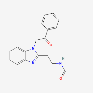 molecular formula C22H25N3O2 B11449706 2,2-dimethyl-N-{2-[1-(2-oxo-2-phenylethyl)-1H-benzimidazol-2-yl]ethyl}propanamide 