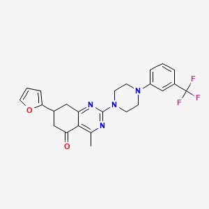 molecular formula C24H23F3N4O2 B11449716 7-(furan-2-yl)-4-methyl-2-{4-[3-(trifluoromethyl)phenyl]piperazin-1-yl}-7,8-dihydroquinazolin-5(6H)-one 