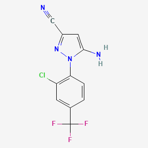 molecular formula C₁₁H₆ClF₃N₄ B1144975 5-Amino-1-(2-chloro-4-trifluoromethylphenyl)-3-cyanopyrazole CAS No. 120068-81-7