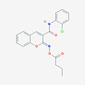 (2Z)-2-[(butanoyloxy)imino]-N-(2-chlorophenyl)-2H-chromene-3-carboxamide