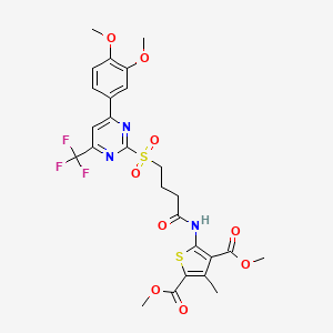 Dimethyl 5-[(4-{[4-(3,4-dimethoxyphenyl)-6-(trifluoromethyl)pyrimidin-2-yl]sulfonyl}butanoyl)amino]-3-methylthiophene-2,4-dicarboxylate