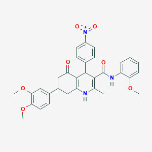 7-(3,4-dimethoxyphenyl)-N-(2-methoxyphenyl)-2-methyl-4-(4-nitrophenyl)-5-oxo-1,4,5,6,7,8-hexahydroquinoline-3-carboxamide