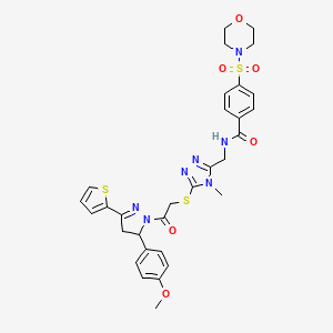 molecular formula C31H33N7O6S3 B11449853 N-((5-((2-(5-(4-methoxyphenyl)-3-(thiophen-2-yl)-4,5-dihydro-1H-pyrazol-1-yl)-2-oxoethyl)thio)-4-methyl-4H-1,2,4-triazol-3-yl)methyl)-4-(morpholinosulfonyl)benzamide 