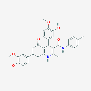 molecular formula C33H34N2O6 B11449941 7-(3,4-dimethoxyphenyl)-4-(3-hydroxy-4-methoxyphenyl)-2-methyl-N-(4-methylphenyl)-5-oxo-1,4,5,6,7,8-hexahydroquinoline-3-carboxamide 