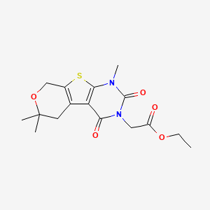 ethyl 2-(6,12,12-trimethyl-3,5-dioxo-11-oxa-8-thia-4,6-diazatricyclo[7.4.0.02,7]trideca-1(9),2(7)-dien-4-yl)acetate