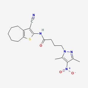 N-(3-cyano-5,6,7,8-tetrahydro-4H-cyclohepta[b]thiophen-2-yl)-4-(3,5-dimethyl-4-nitro-1H-pyrazol-1-yl)butanamide