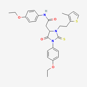 N-(4-ethoxyphenyl)-2-[1-(4-ethoxyphenyl)-3-[2-(3-methylthiophen-2-yl)ethyl]-5-oxo-2-sulfanylideneimidazolidin-4-yl]acetamide