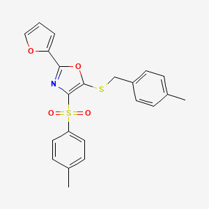 molecular formula C22H19NO4S2 B11449988 2-(2-Furyl)-5-[(4-methylbenzyl)thio]-4-[(4-methylphenyl)sulfonyl]-1,3-oxazole 