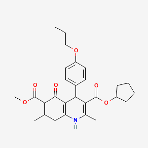 3-Cyclopentyl 6-methyl 2,7-dimethyl-5-oxo-4-(4-propoxyphenyl)-1,4,5,6,7,8-hexahydroquinoline-3,6-dicarboxylate