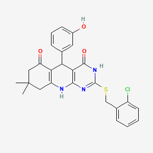 2-[(2-chlorobenzyl)sulfanyl]-5-(3-hydroxyphenyl)-8,8-dimethyl-5,8,9,10-tetrahydropyrimido[4,5-b]quinoline-4,6(3H,7H)-dione