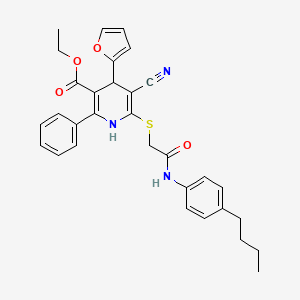 molecular formula C31H31N3O4S B11450058 Ethyl 6-({2-[(4-butylphenyl)amino]-2-oxoethyl}sulfanyl)-5-cyano-4-(furan-2-yl)-2-phenyl-1,4-dihydropyridine-3-carboxylate 