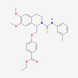 Ethyl 4-((6,7-dimethoxy-2-(m-tolylcarbamothioyl)-1,2,3,4-tetrahydroisoquinolin-1-yl)methoxy)benzoate