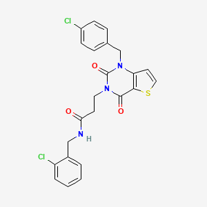 N-[(2-chlorophenyl)methyl]-3-[1-[(4-chlorophenyl)methyl]-2,4-dioxothieno[3,2-d]pyrimidin-3-yl]propanamide