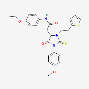 N-(4-ethoxyphenyl)-2-{1-(4-methoxyphenyl)-5-oxo-3-[2-(thiophen-2-yl)ethyl]-2-thioxoimidazolidin-4-yl}acetamide