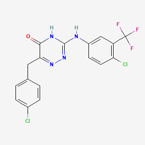 molecular formula C17H11Cl2F3N4O B11450167 6-(4-Chlorobenzyl)-3-{[4-chloro-3-(trifluoromethyl)phenyl]amino}-1,2,4-triazin-5-ol 