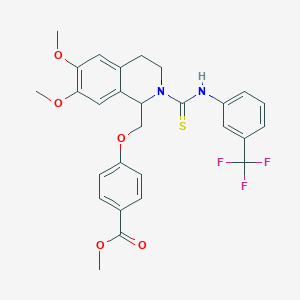 molecular formula C28H27F3N2O5S B11450175 Methyl 4-[(6,7-dimethoxy-2-{[3-(trifluoromethyl)phenyl]carbamothioyl}-1,2,3,4-tetrahydroisoquinolin-1-YL)methoxy]benzoate 